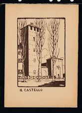 Cartolina Vercelli il Castello da Xilografia di Enzo Gazzone AB948