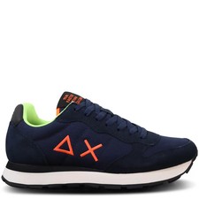 SUN68 - Sneakers blu con riporti fluo per uomo