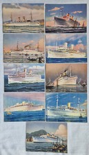 Lotto di 9 cartoline con navi/motonavi/piroscafi illustrate da Paolo Klodic