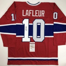 Maglia Hockey Rossa Autografata/Firmata Guy LaFleur Montreal JSA COA Auto