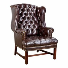 Poltrona Vintage Chesterfield A Dondolo Con Pelle Borgogna Imbottita