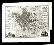 1841 Original Topografica:Plan de la Ville de Rome-ROMA.Artaria.Passepartout.etn