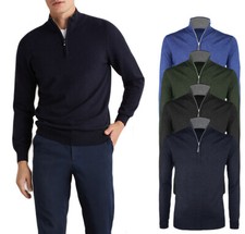 Maglione uomo Lana Cashmere Invernale Con Zip Maglia Maglioncino Cardigan VEQUE