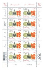 Monaco. Sport. Olimpiadi di Londra 2012. Mini lenzuolo.