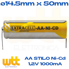 Batteria Ricaricabile NI-CD Stilo AA 1,2V 1000mAh 50,5x14,5mm a saldare