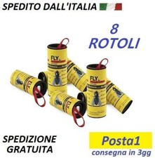 Trappola cattura mosche zanzare, carta moschicida adesiva, 8 rotoli