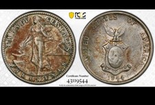 1944-D/S Stati Uniti Filippine 20 Centavos KM182 PCGS XF-45 Allen 12.04a