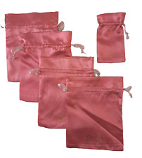 STROILI lotto set 5 sacchetti sacchettini vuoti per gioielli raso rosa nastrino