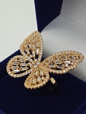 Anello Donna Farfalla Placcato Oro Giallo con Cristalli Swarovski 