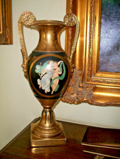 Antico vaso porcellana fregi oro impero prima metà 800 figure classiche marchio