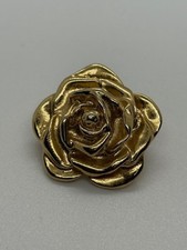 Spilla Vintage YSL – Rosa Dorata – Anni ’80 – Yves Saint Laurent