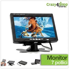 MONITOR LCD 7" POLLICI TFT TV AUTO CAMPER POGGIATESTA A COLORI BASE STAND