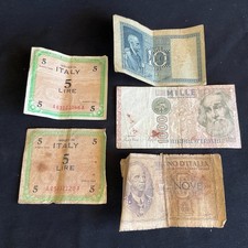 Lot/6 Vintage Italy Banknotes