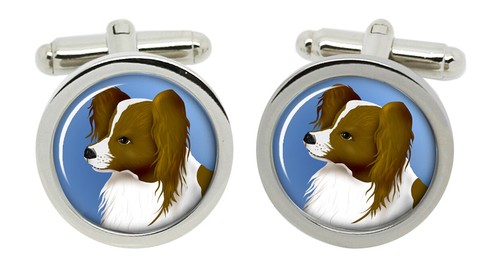 Papillon cane gemelli - papillon, cromo