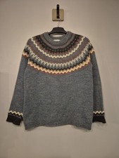 Maglione Brora taglia UK 16 100% lana Fair Isle pullover 