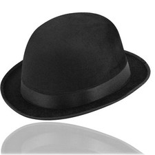 Cappello Bowler in velluto nero addio al celibato Charlie Chaplin abito vittoriano fantasia