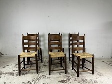 Set 6 sedie legno paglia artigianale brutalista anni 70’ vintage design