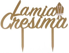 CAKE TOPPER PLEXIGLASS ORO OPACO CRESIMA SACRAMENTO DECORAZIONI TORTE