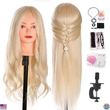 Testa Manichino 24" Bianco Crema con Capelli Lunghi per Allenamento Cosmetologia