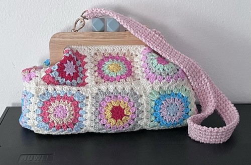 Borsa granny clic clac legno - clic-clac,
