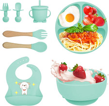 Set Pappa per Bambino, 8 Pezzi, Set Pappa Svezzamento per Bambini in Silicone, S