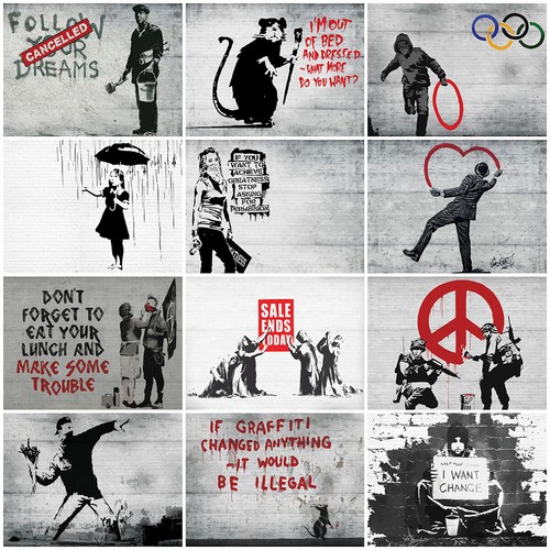 Carta parati banksy - carta,