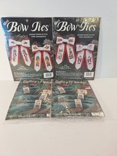 Cravatte punto croce mini fiocco natalizio ornamenti più anelli tovagliolo 4 nuove confezioni 