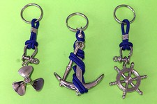 PORTACHIAVI SET 3 ANCORA TIMONE ELICA METALLO CROMATO IDEA REGALO NAUTICA MARE 