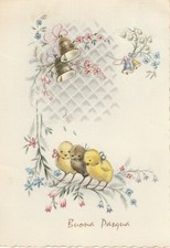 C2 - Cp Cartolina Augurale Pasqua Pulcini -  Fg Vg 1960