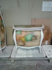 COMO' BOMBATO CONSOLLE BIANCO SHABBY  CON CARTINA GEOGRAFICA 