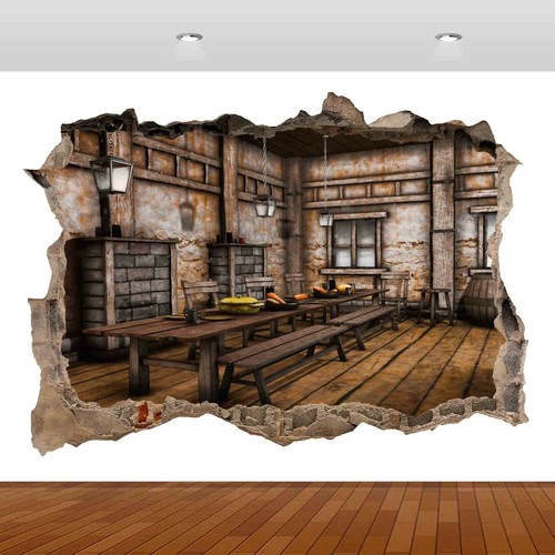 Adesivo murale legno panca - murale,