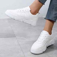 Scarpe da Donna Sportive Sneakers Bianche Basse Eleganti Stringate 37 Ginnastica