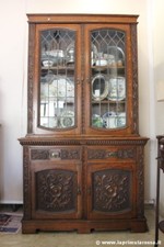 Antica credenza in rovere  Vetrina due ante Libreria inglese epoca 900 liberty