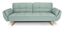 Divano letto clic clac in tessuto Verde tiffany  mod.Ambra piedi legno naturale