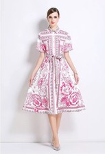 Vestito Camicia Floreale Rosa