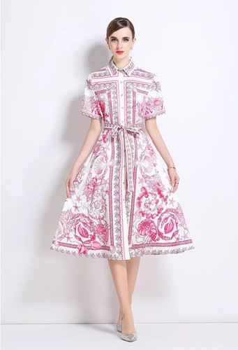 Vestito camicia floreale rosa - vestito,
