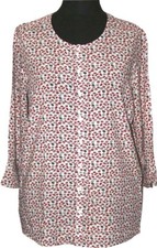 Camicia VIA APPIA stampa all over 46 bianco rosso tortora forma ad A manica 3/4