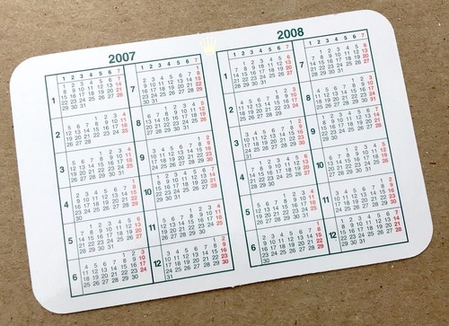 Rolex 2007 2008 calendar - rolex,