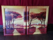 QUADRI MODERNI STAMPE PAESAGGIO AUTUNNALE CON CORNICI DIPINTE