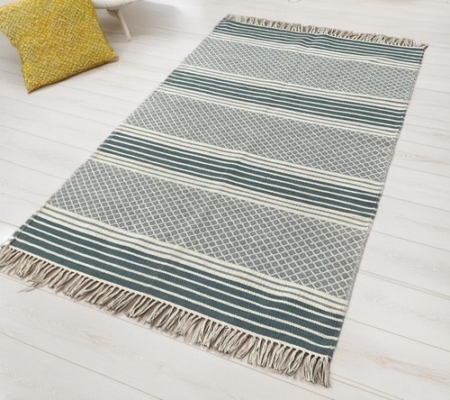 Tappeto righe blu grigio - a,