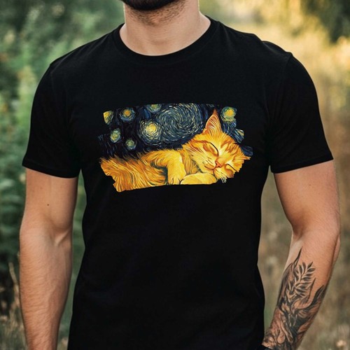 Shirt herren van gogh - gogh, katze