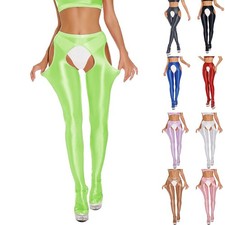 Pantalone Yoga Donna Elasticizzato Skinny Danza con Cavallo Aperto Lucido e Tras