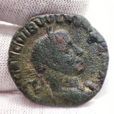 Volusiano (251–253 d.C.), Rarissimo As Mulo, AE 12,49g – Patina Verde Unica
