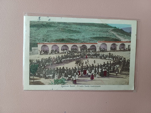 Cartolina costumi sardi ballo - sardi,