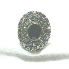 Anello  d'Epoca in Oro, Argento con Diamanti 1.5 ct approx e Onice gr 9,2