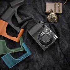Custodia mezza fotocamera in vera pelle per Canon G12 collocazione fotocamera