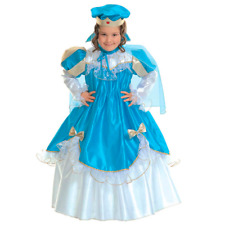COSTUME VESTITO ABITO TRAVESTIMENTO CARNEVALE BAMBINA PRINCIPESSA AZZURRA