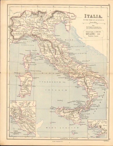 1886 mappa antica italia - mappa, ~