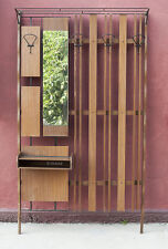 Ingresso appendiabiti muro attaccapanni vintage anni 50 legno ferro specchio 1L2