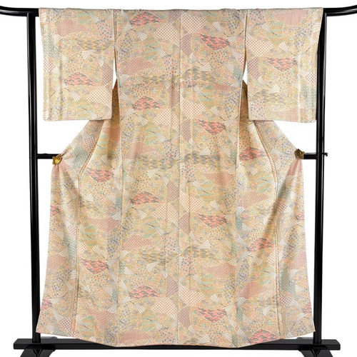 Kimono giapponese komon beige - komon,